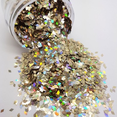 Chunky Glitter Pale Holo Gold Diamonds